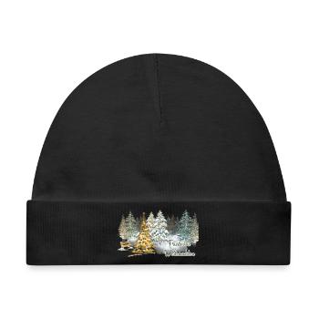 Friedvolle Weihnachten im Winterwald im Advent - Baby Premium Organic Mütze - Schwarz - Vorne