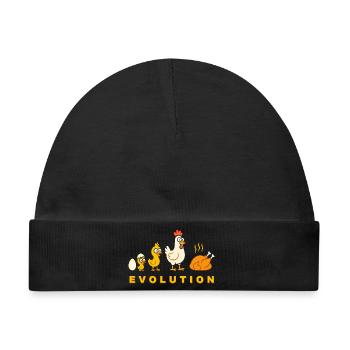 Evolution Hähnchen Broiler Huhn Lustig - Baby Premium Organic Mütze - Schwarz - Vorne