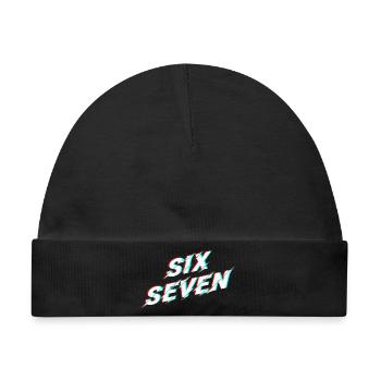 Six Seven 67 Meme Glitch Typografie - Baby Premium Organic Mütze - Schwarz - Vorne