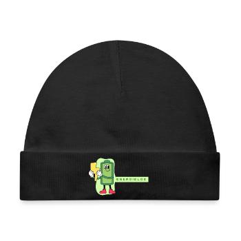 Energielos Akku Cartoon - Baby Premium Organic Mütze - Schwarz - Vorne