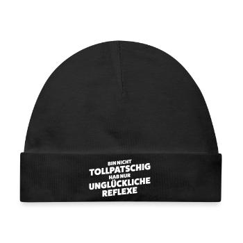 Unglueckliche Reflexe Spruch Shirt - Baby Premium Organic Mütze - Schwarz - Vorne