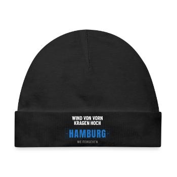 Hamburg Wind von vorn Kragen hoch weitergehen - Baby Premium Organic Mütze - Schwarz - Vorne