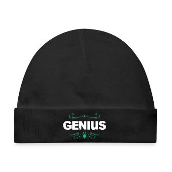 Genius Schriftzug mit Ornamentflair - Baby Premium Organic Mütze - Schwarz - Vorne