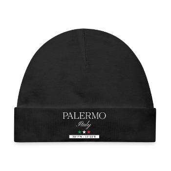 Palermo Italien Souvenir – Reise minimalistisch - Baby Premium Organic Mütze - Schwarz - Vorne