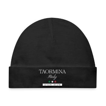 Taormina Italien Souvenir – Reise minimalistisch - Baby Premium Organic Mütze - Schwarz - Vorne