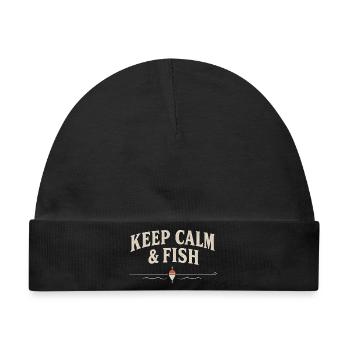 Keep Calm and Fish – lustiges Angelshirt – Angler - Baby Premium Organic Mütze - Schwarz - Vorne