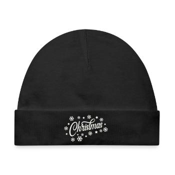 Weihnachtliches Script mit Schneeflocken - Baby Premium Organic Mütze - Schwarz - Vorne
