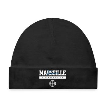 Marseille Frankreich Koordinaten Reise Souvenir - Baby Premium Organic Mütze - Schwarz - Vorne