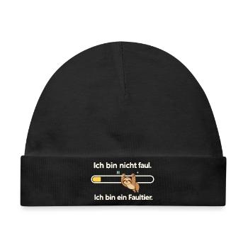 Faultier Humor – Nicht faul, nur gemütlich - Baby Premium Organic Mütze - Schwarz - Vorne
