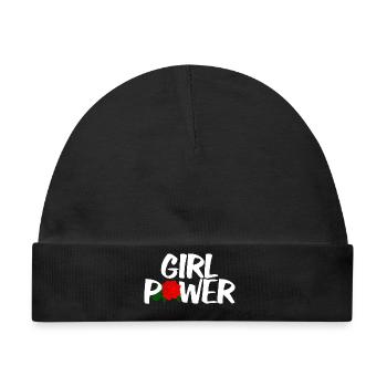 Girl Power Rose Typografie - Baby Premium Organic Mütze - Schwarz - Vorne