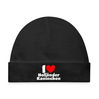 I Love Holländerkaninchen - Baby Premium Organic Mütze - Schwarz - Vorne