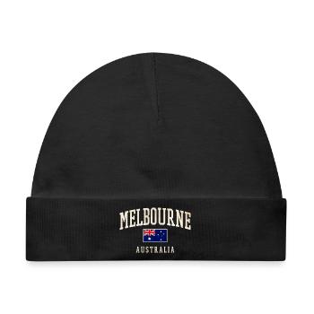 Melbourne Australien Design mit Flagge - Baby Premium Organic Mütze - Schwarz - Vorne