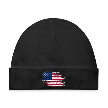 USA Flagge used - Baby Premium Organic Mütze - Schwarz - Vorne