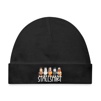 Drolliges Pferde Stallshirt Pferdestall - Baby Premium Organic Mütze - Schwarz - Vorne