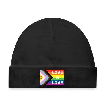 LOVE IS LOVE - Baby Premium Organic Mütze - Schwarz - Vorne