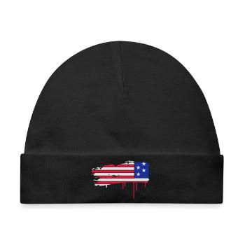 Pinselstrich in US-Flaggenfarben - Baby Premium Organic Mütze - Schwarz - Vorne