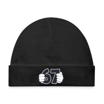 Minimalistisches lustiges Grafikdesign mit Nummer 67 - Baby Premium Organic Mütze - Schwarz - Vorne