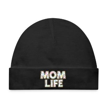 Mom Life Pastellherzen Scribble - Baby Premium Organic Mütze - Schwarz - Vorne