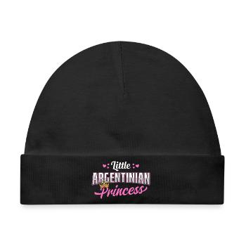 Argentinian Princess Pink Hearts Crown Design - Baby Premium Organic Mütze - Schwarz - Vorne