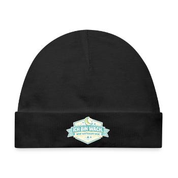Ich bin wach Badge - Baby Premium Organic Mütze - Schwarz - Vorne