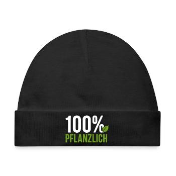 100% Pflanzlich - Vegan Geschenkidee - Baby Premium Organic Mütze - Schwarz - Vorne