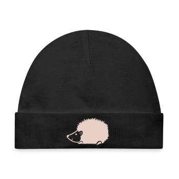 Kuscheliger Igel Silhouette - Baby Premium Organic Mütze - Schwarz - Vorne