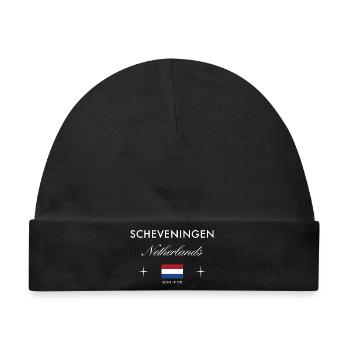Scheveningen Niederlande Koordinate Reise Souvenir - Baby Premium Organic Mütze - Schwarz - Vorne