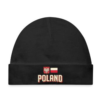 Polen Emblem Retro Flagge - Baby Premium Organic Mütze - Schwarz - Vorne