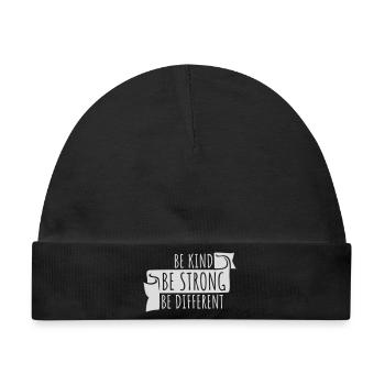 Be Kind Be Strong Be Different Spruch Logo Text - Baby Premium Organic Mütze - Schwarz - Vorne