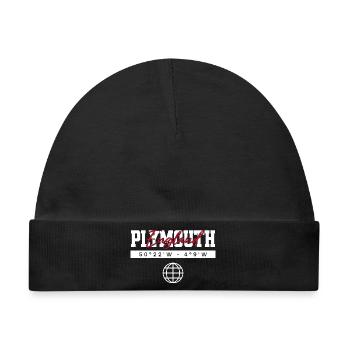 Plymouth England Koordinaten Reise Souvenir - Baby Premium Organic Mütze - Schwarz - Vorne