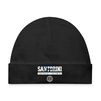 Santorini Griechenland Koordinaten Reise Souvenir - Baby Premium Organic Mütze - Schwarz - Vorne