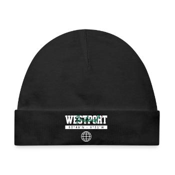 Westport Irland Koordinaten Reise Souvenir - Baby Premium Organic Mütze - Schwarz - Vorne