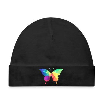 Bunter Schmetterling - Baby Premium Organic Mütze - Schwarz - Vorne