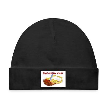 Currywurst mit Pommes - Baby Premium Organic Mütze - Schwarz - Vorne