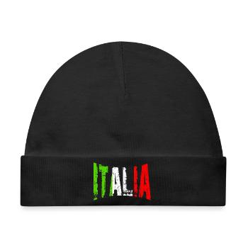 Fanartikel Italien Fußball Pizza - Baby Premium Organic Mütze - Schwarz - Vorne