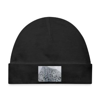 Elbphilharmonie mit Fensterputzern - Baby Premium Organic Mütze - Schwarz - Vorne