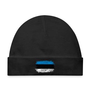 Blau-Weiße Pinselstrichflagge - Baby Premium Organic Mütze - Schwarz - Vorne