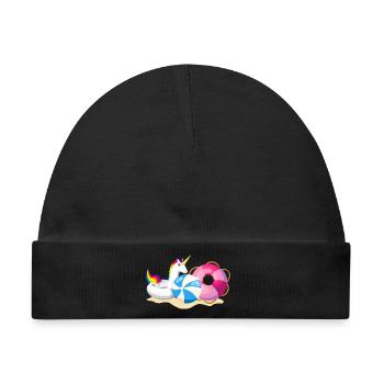 Unicorn Strandparty Sommer - Baby Premium Organic Mütze - Schwarz - Vorne