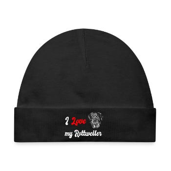 Ich liebe meinen Rottweiler Hunde Design - Baby Premium Organic Mütze - Schwarz - Vorne