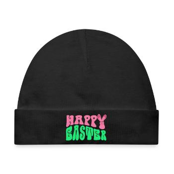 Frohe Ostern - Happy Easter - Baby Premium Organic Mütze - Schwarz - Vorne