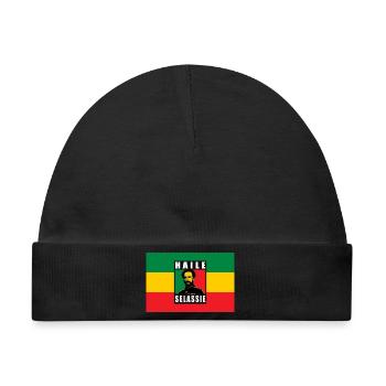 REGGAE RASTA FLAGGE - SELASSIE I - JAH RASTAFARI - Baby Premium Organic Mütze - Schwarz - Vorne