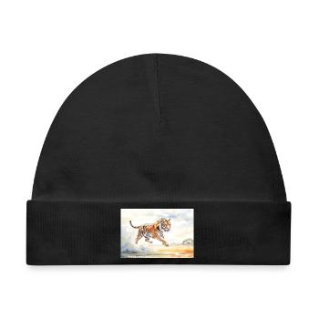 Tiger in Aktion - Baby Premium Organic Mütze - Schwarz - Vorne