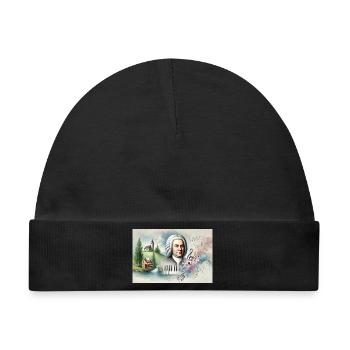 Johann Sebastian Bach: Porträt in vielen Malstilen - Baby Premium Organic Mütze - Schwarz - Vorne
