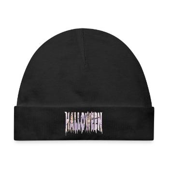 Eisiger Halloween Schriftzug Skelett Gothic - Baby Premium Organic Mütze - Schwarz - Vorne