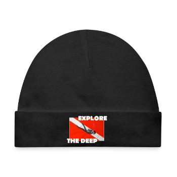 EXPLORE THE DEEP - Baby Premium Organic Mütze - Schwarz - Vorne
