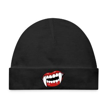 Vampirlippen Popart Halloween Party - Baby Premium Organic Mütze - Schwarz - Vorne