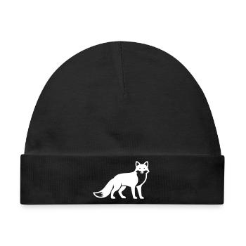 Fuchs Tier Silhouette - Baby Premium Organic Mütze - Schwarz - Vorne