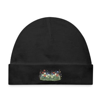 Bunte Wildblumenwiese mit Margeriten - Baby Premium Organic Mütze - Schwarz - Vorne
