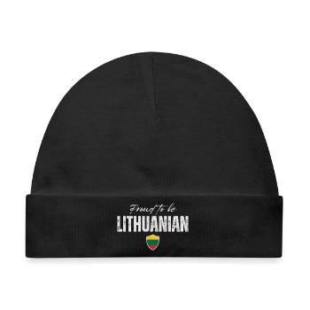 Stolzer litauischer, hergestellt in Litauen - Baby Premium Organic Mütze - Schwarz - Vorne