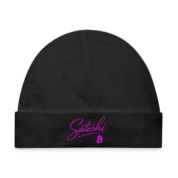 Satoshi Typografie Pink Neon Crypto Style Bitcoin - Baby Premium Organic Mütze - Schwarz - Vorne